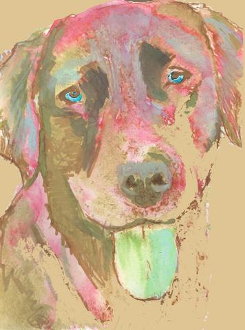 356x480 Labrador Dog Painting Funky Print Colorful Abstract Dog Art Red - Abstract Dog Painting