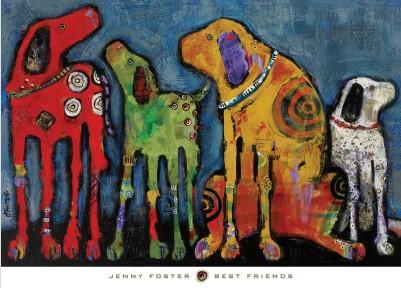 401x288 2018 Hot!best Friends,high Quality!dogs Paintings,jenny Foster,oil - Abstract Dog Painting