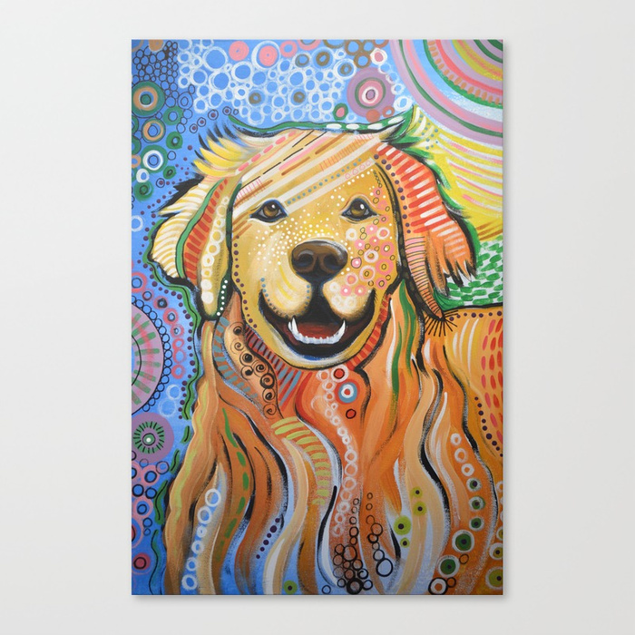 700x700 Max Abstract Dog Art, Golden Retriever, Original Animal - Abstract Dog Painting