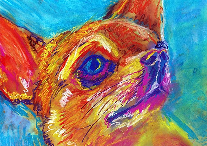 700x493 Chihuahua Art Print, Abstract Colorful Chihuahua - Abstract Dog Painting