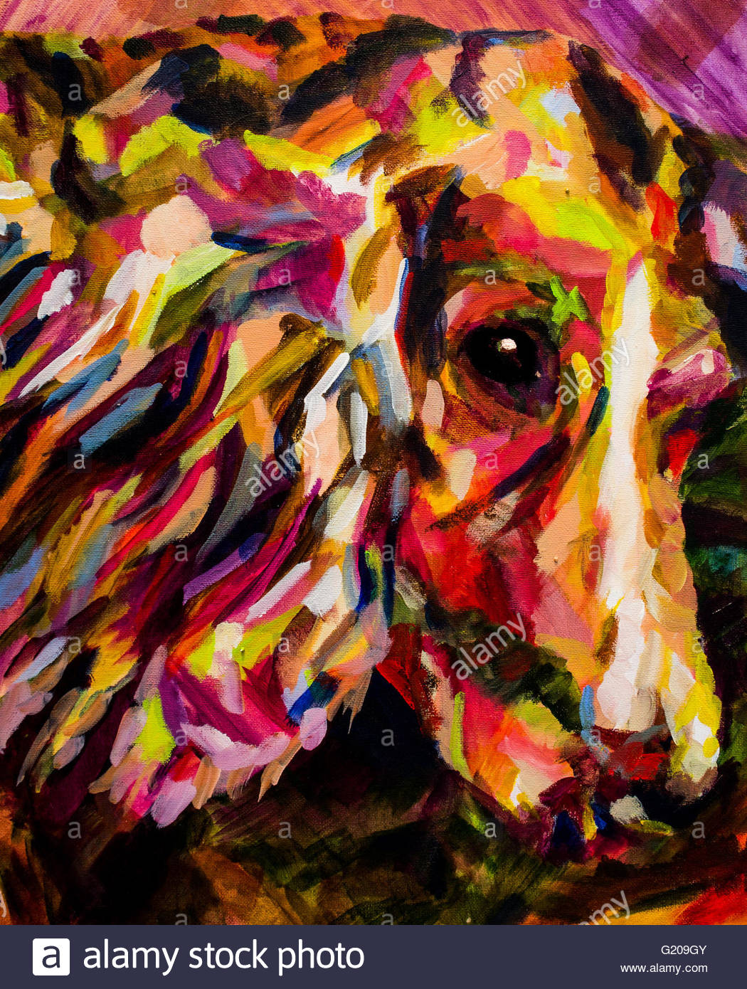 1050x1390 Art, Painting, Colorful, Illustration, Design, Dog, Animal - Abstract Dog Painting