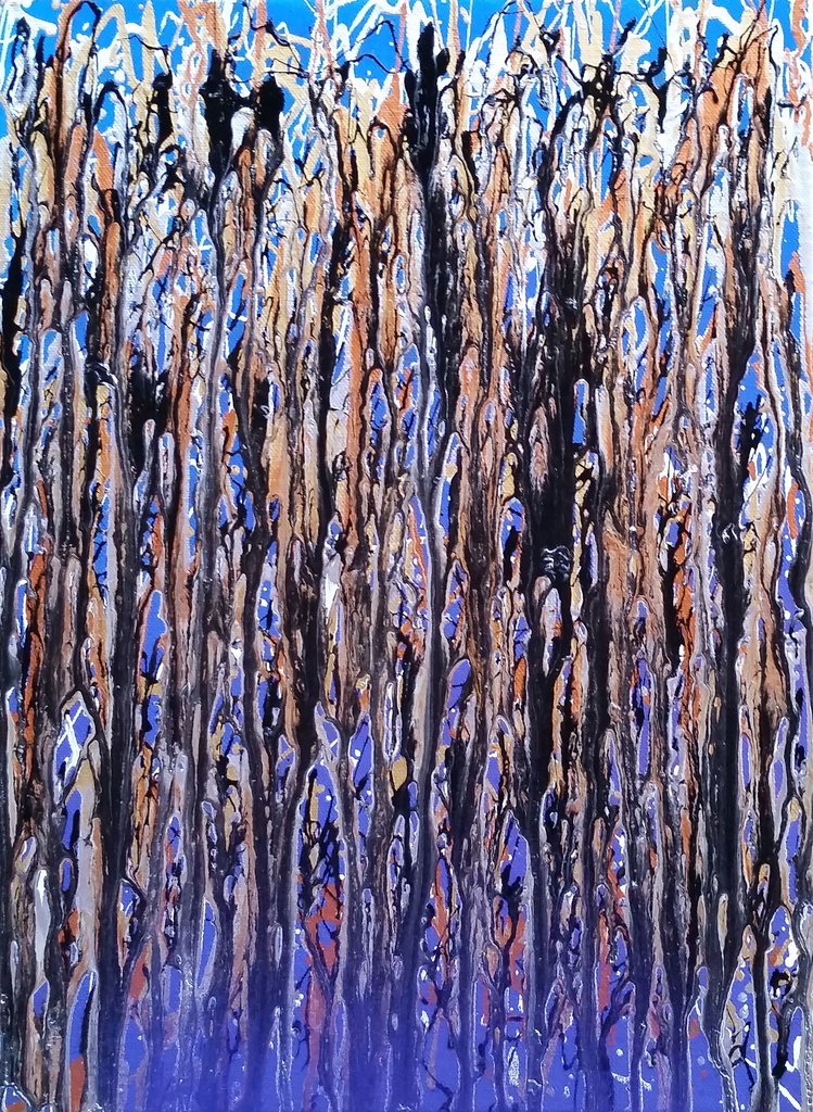 749x1024 Metal Forest, Original Abstract Drip Style Painting Alexandra - Abstract Drip Painting