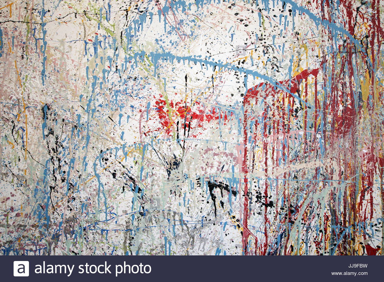 1300x954 Modern Colorful Abstract Drip Painting On A White Wall Stock Photo - Abstract Drip Painting