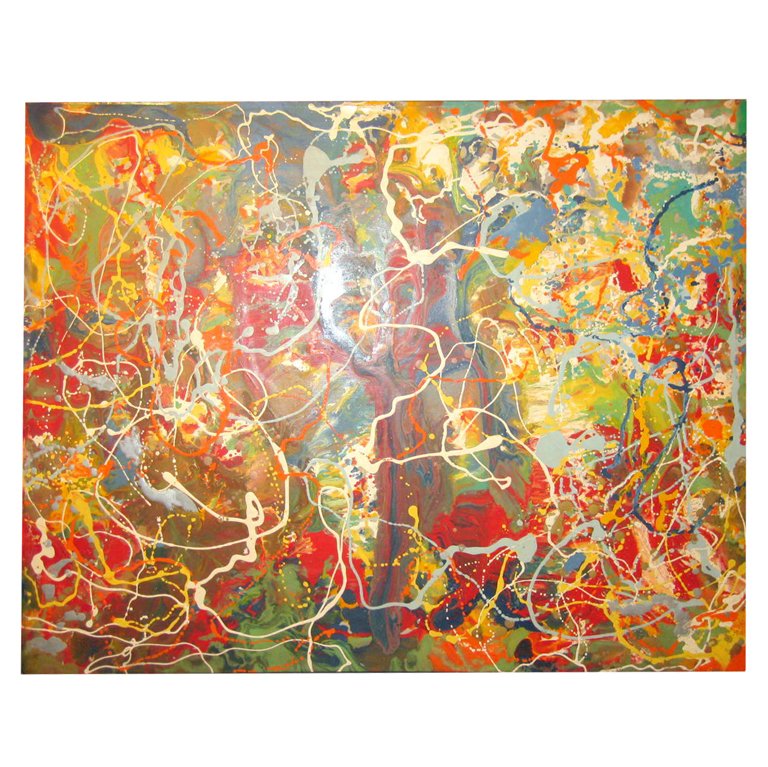 768x767 Oil On Canvas Abstract Drip Painting For Sale - Abstract Drip Painting