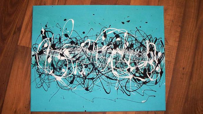 690x389 Vertigo 16x20 Abstract Drip Art Original Painting By Kj11 On Zibbet - Abstract Drip Painting