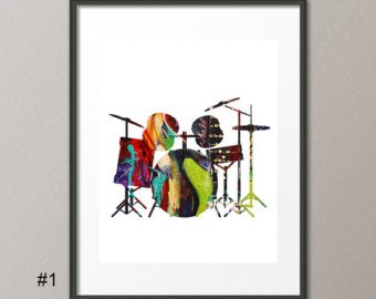 340x270 Abstract Drum Art Etsy - Abstract Drum Set Painting