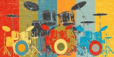 400x200 Affordable Drums (Decorative Art) Posters For Sale - Abstract Drum Set Painting