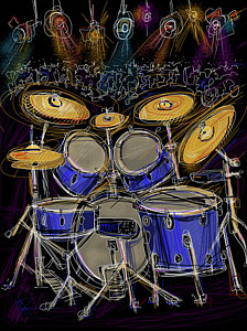224x300 Drum Art Fine Art America - Abstract Drum Set Painting