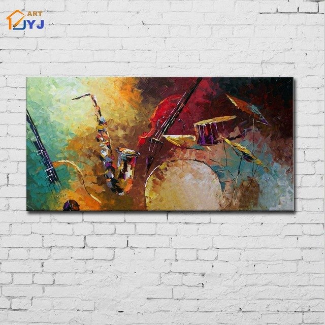 640x640 Jazz Drum Kit Music Canvas Wall Art Hand Painted Modern Abstract - Abstract Drum Set Painting