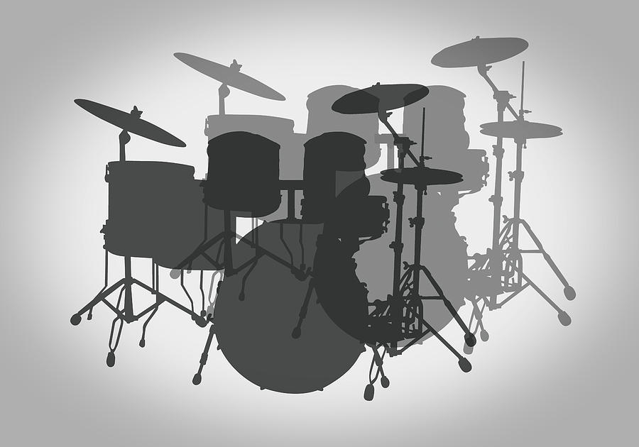 900x630 Pro Drum Set Digital Art By Daniel Hagerman - Abstract Drum Set Painting