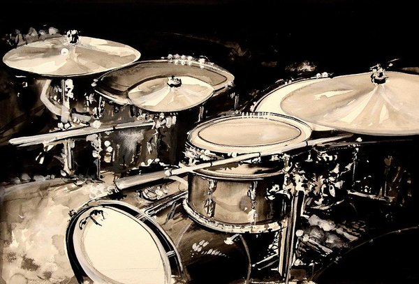 600x407 Abstract Drum Set Art Print By J Vincent Scarpace - Abstract Drum Set Painting
