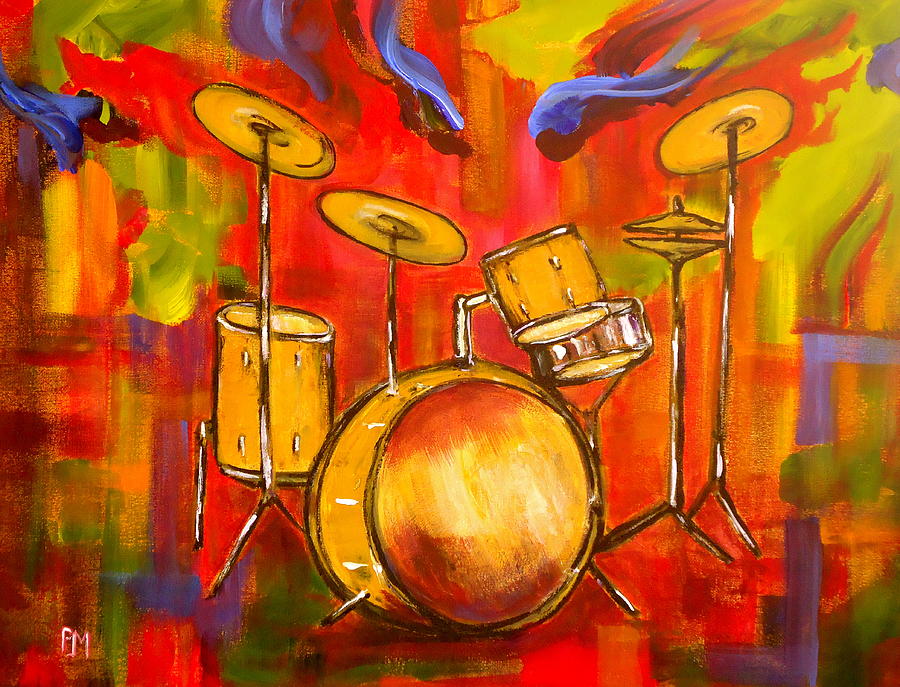 900x687 Abstract Drums Painting By Pete Maier - Abstract Drum Set Painting