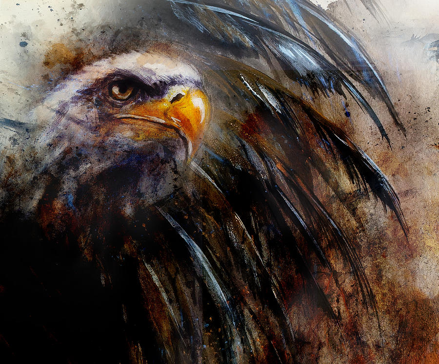 900x745 Painting Eagle On An Abstract Background Usa Symbols Freedom - Abstract Eagle Painting