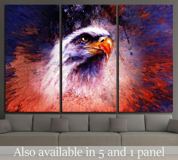 600x540 Painting Of Eagle On An Abstract Background Ready To Hang - Abstract Eagle Painting