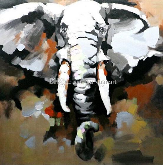 553x558 Handmade Animal Oil Painting On Canvas Abstract Elephant Draw - Abstract Elephant Oil Painting