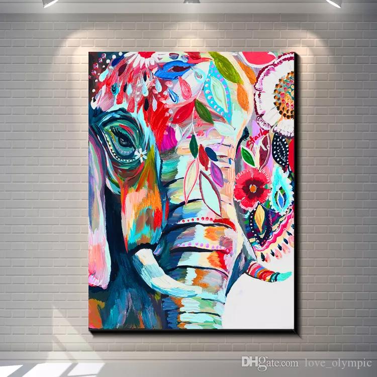 750x750 Online Cheap Framed Animal Vintage Abstract Elephant Creative Hand - Abstract Elephant Oil Painting