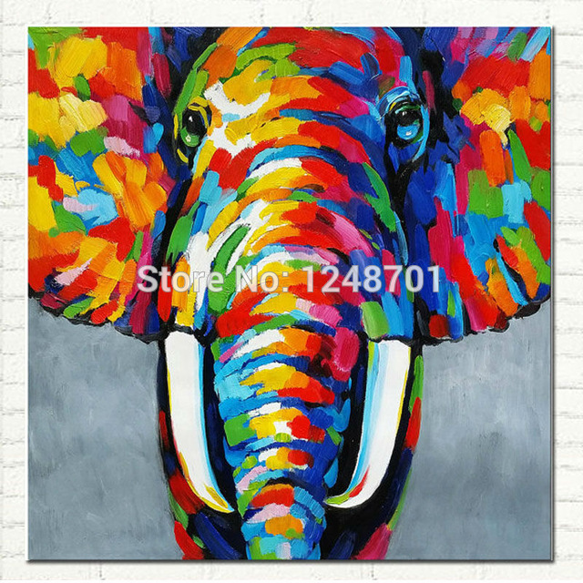 640x640 Pop Art Hand Painted Elephant Oil Painting On Canvas African - Abstract Elephant Oil Painting