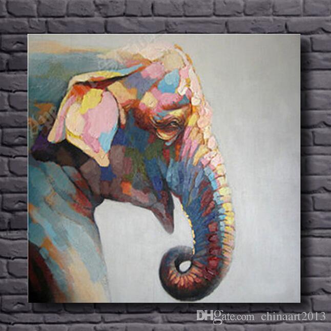 646x646 Ful Smile Elephant Wall Painting For Living Room 100% Hand Painted - Abstract Elephant Oil Painting