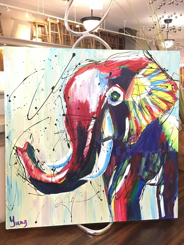 770x1027 Saatchi Art Abstract Elephant Painting By Yung Hsiu Norton - Abstract Elephant Painting