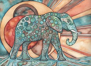 300x218 Sunphant Sun Elephant Painting By Tamara Phillips - Abstract Elephant Painting
