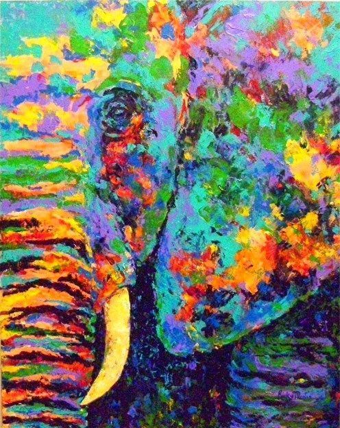 496x624 Elephant Paintings Art Abstract Elephant Portrait - Abstract Elephant Painting