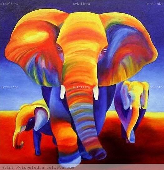 526x545 Abstract. Elephants. V. Peled - Abstract Elephant Painting