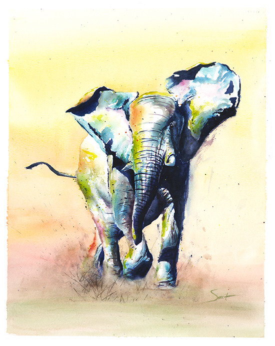 550x693 Elephant Painting - Abstract Elephant Painting Watercolor