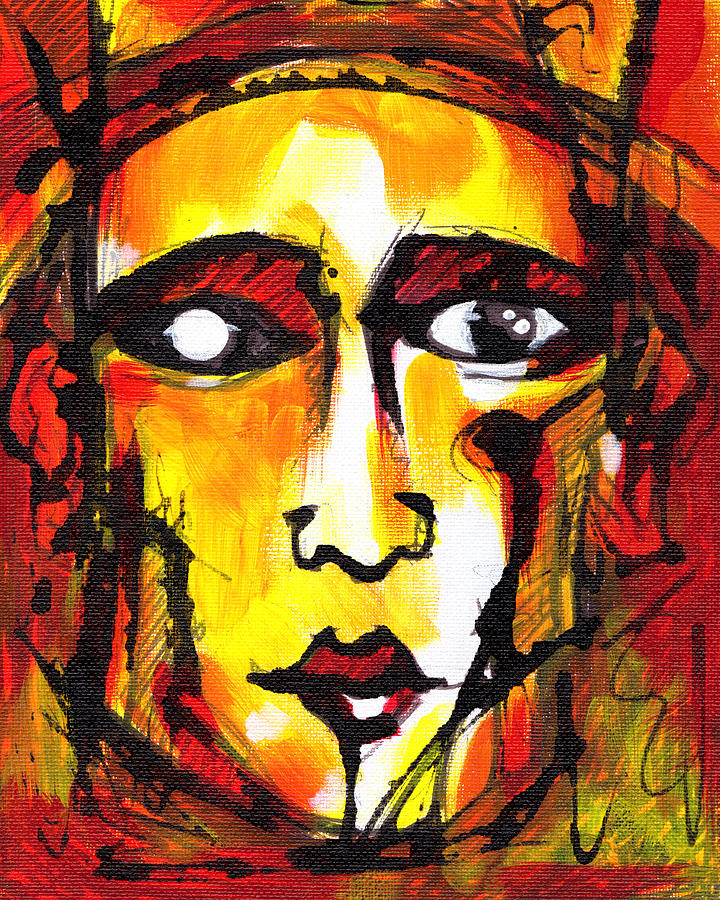 720x900 Red Abstract Face With Black Eye Painting By Chris Bradley - Abstract Eye Painting