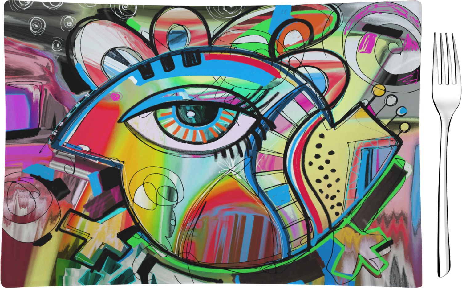 1500x934 Abstract Eye Painting Glass Rectangular Appetizer Dessert Plate - Abstract Eye Painting