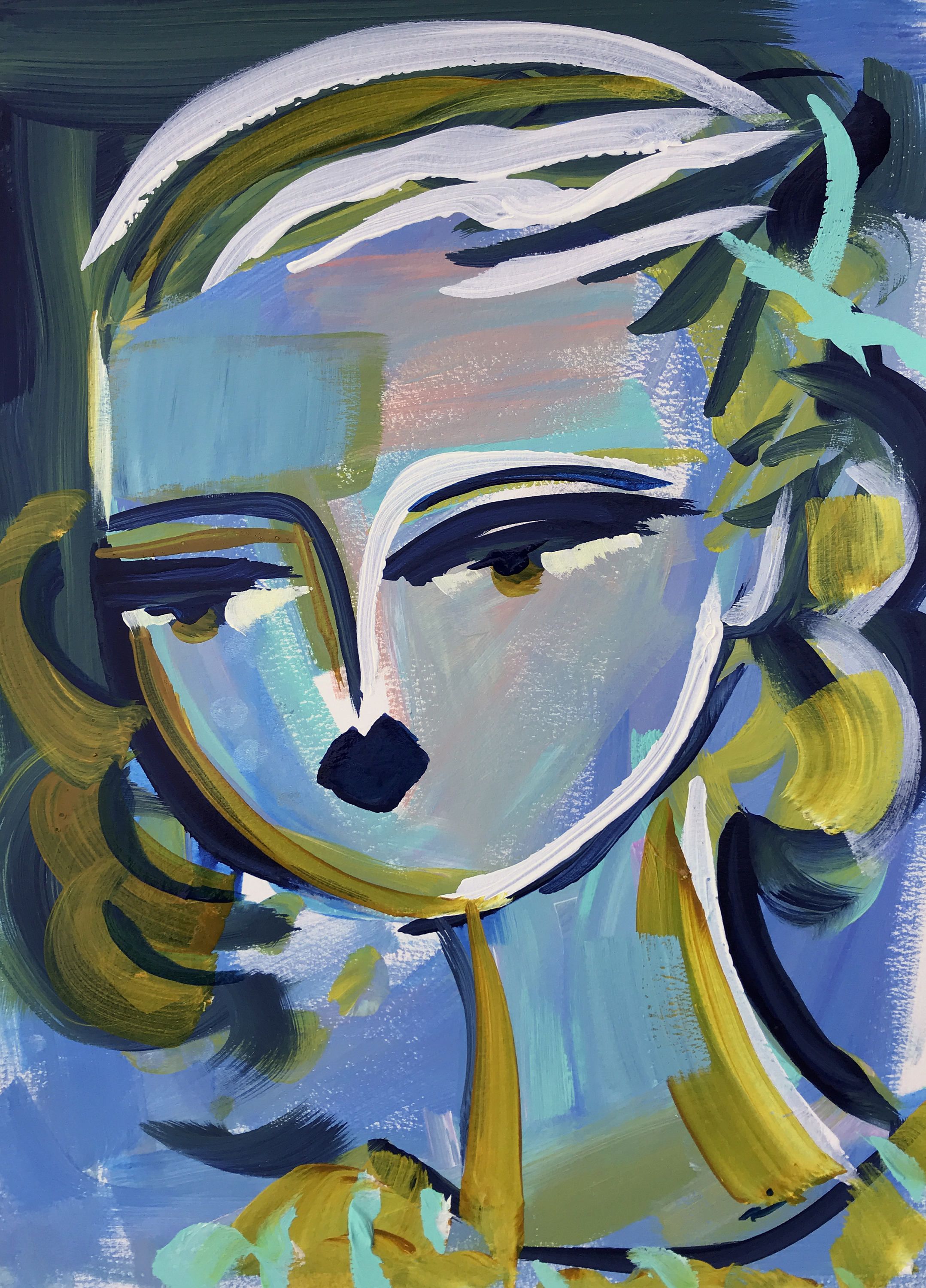 2157x3000 Abstract Portrait Original Painting On Paper Fifi Abstract Face - Abstract Face Painting