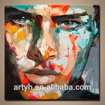 350x350 Pop Abstract Art Acrylic Colorful Face Painting By Knife - Abstract Face Painting On Canvas