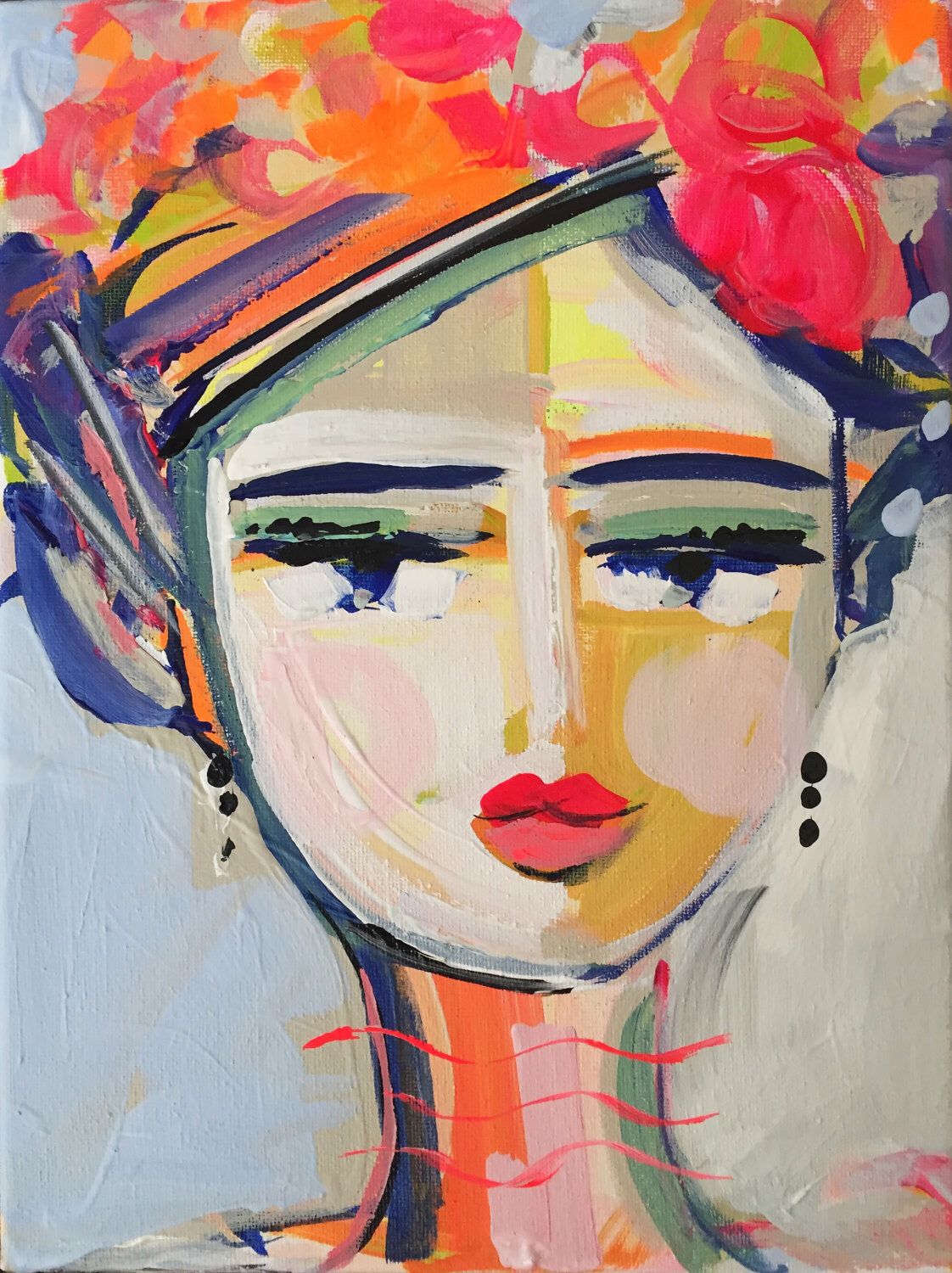 1122x1500 Abstract Portrait Print, Medium, Woman Portrait, Abstract Girl - Abstract Face Painting On Canvas