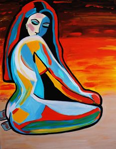 233x300 Abstract Female Woman On Beach - Abstract Female Painting