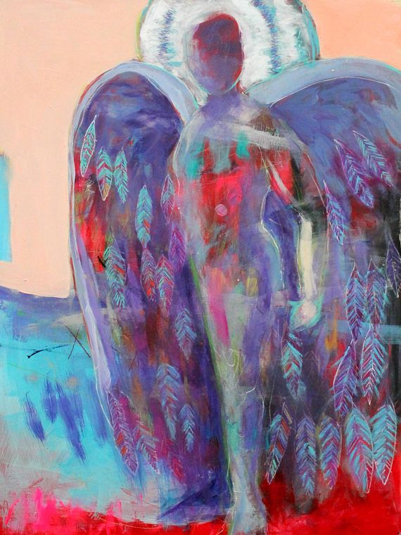 570x760 Colorful Angel Art Abstract Figure Painting Spiritual Original - Abstract Figure Painting