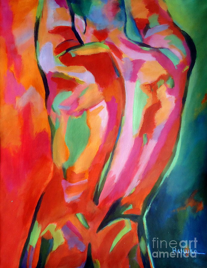 694x900 Male Figure Painting By Helena Wierzbicki - Abstract Figure Painting