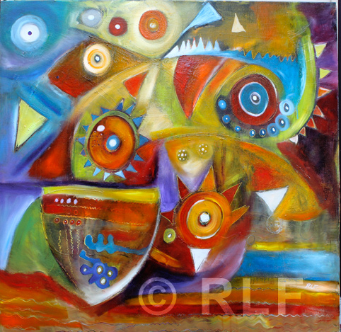 482x469 Fish Paintings Amp Art Rlf - Abstract Fish Painting