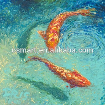 350x350 Wholesale Price High Quality Hand Painted Abstract Animals Carp - Abstract Fish Painting