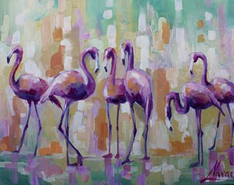 340x270 Flamingo Painting Etsy - Abstract Flamingo Painting