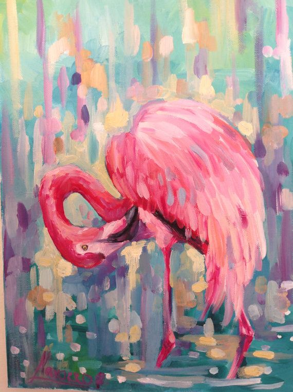 570x763 Flamingo Print, Flamingo Art,bird Prints, Flamingo Painting - Abstract Flamingo Painting