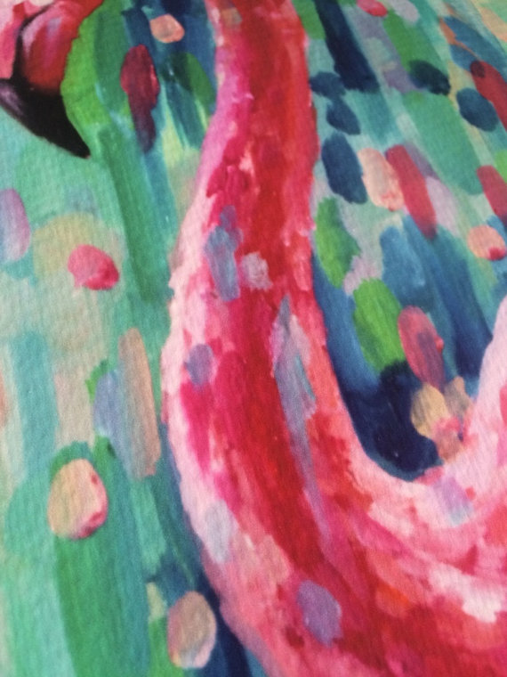570x760 Flamingo Prints Wall Art Flamingo Print Pink Abstract Art - Abstract Flamingo Painting