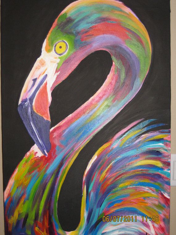 570x760 Original Flamingo Painting Flamingo Painting - Abstract Flamingo Painting