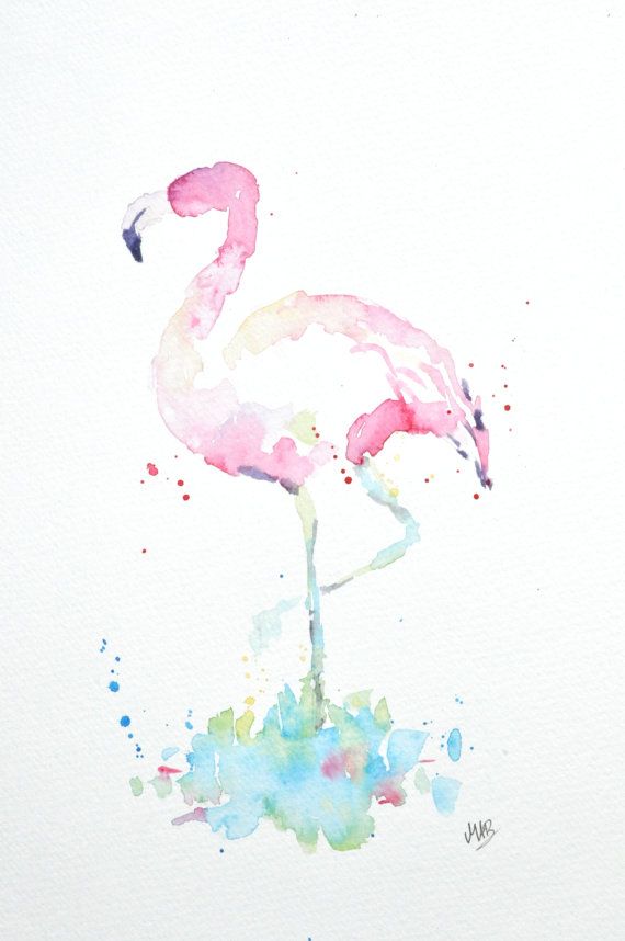 570x858 Watercolor Flamingo Painting Original Watercolor Art, Abstract - Abstract Flamingo Painting