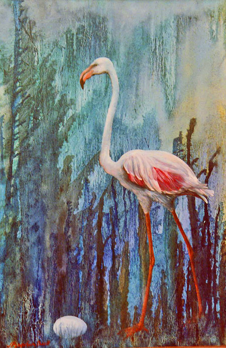 450x692 Abstract Painting Ideas For Beginners - Abstract Flamingo Painting