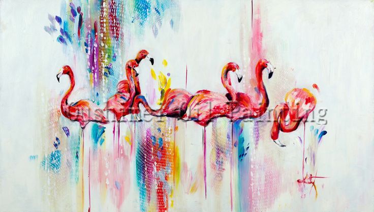 736x418 X Series Abstract Flamingo Oil Painting On Canvas Pink Bird Oil - Abstract Flamingo Painting