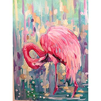 355x355 Orlco Art Hand Painted Abstract Flamingo Painting - Abstract Flamingo Painting