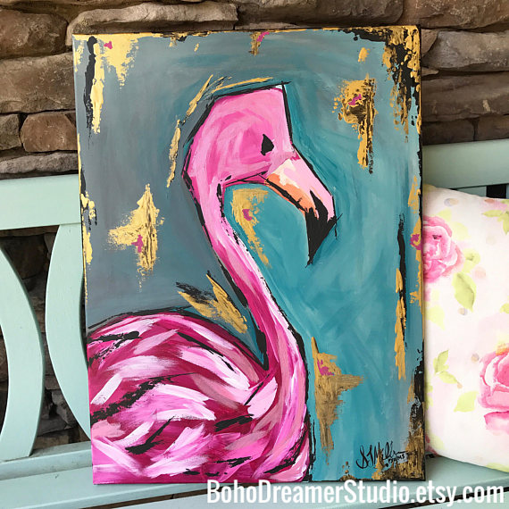 570x570 Custom Abstract Flamingo 18x24 Painting - Abstract Flamingo Painting