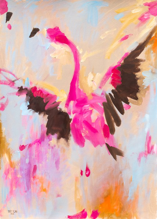 502x700 Flying To You - Abstract Flamingo Painting