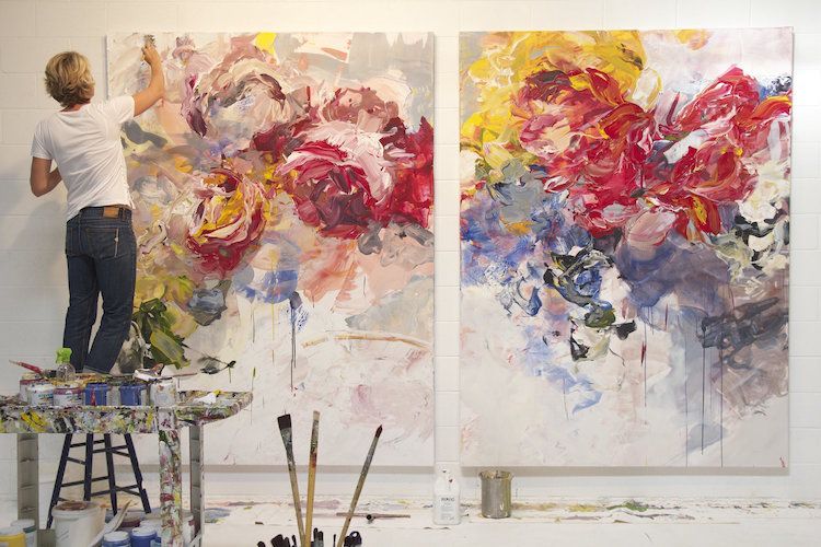 750x500 Artist Creates Larger Than Life Abstract Floral Paintings Bursting - Abstract Floral Painting