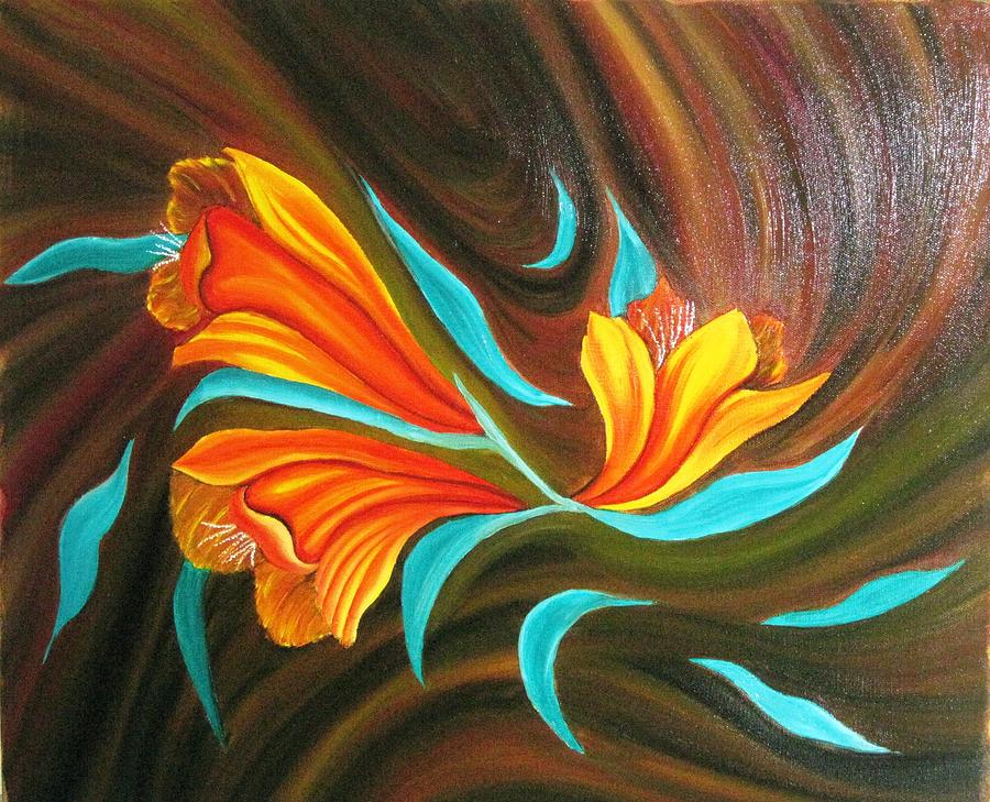 900x729 Floral Friendship Abstract Painting Painting By Rejeena Niaz - Abstract Floral Painting