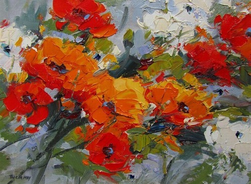 500x367 Art Paintings Cavans - Abstract Flower Oil Painting